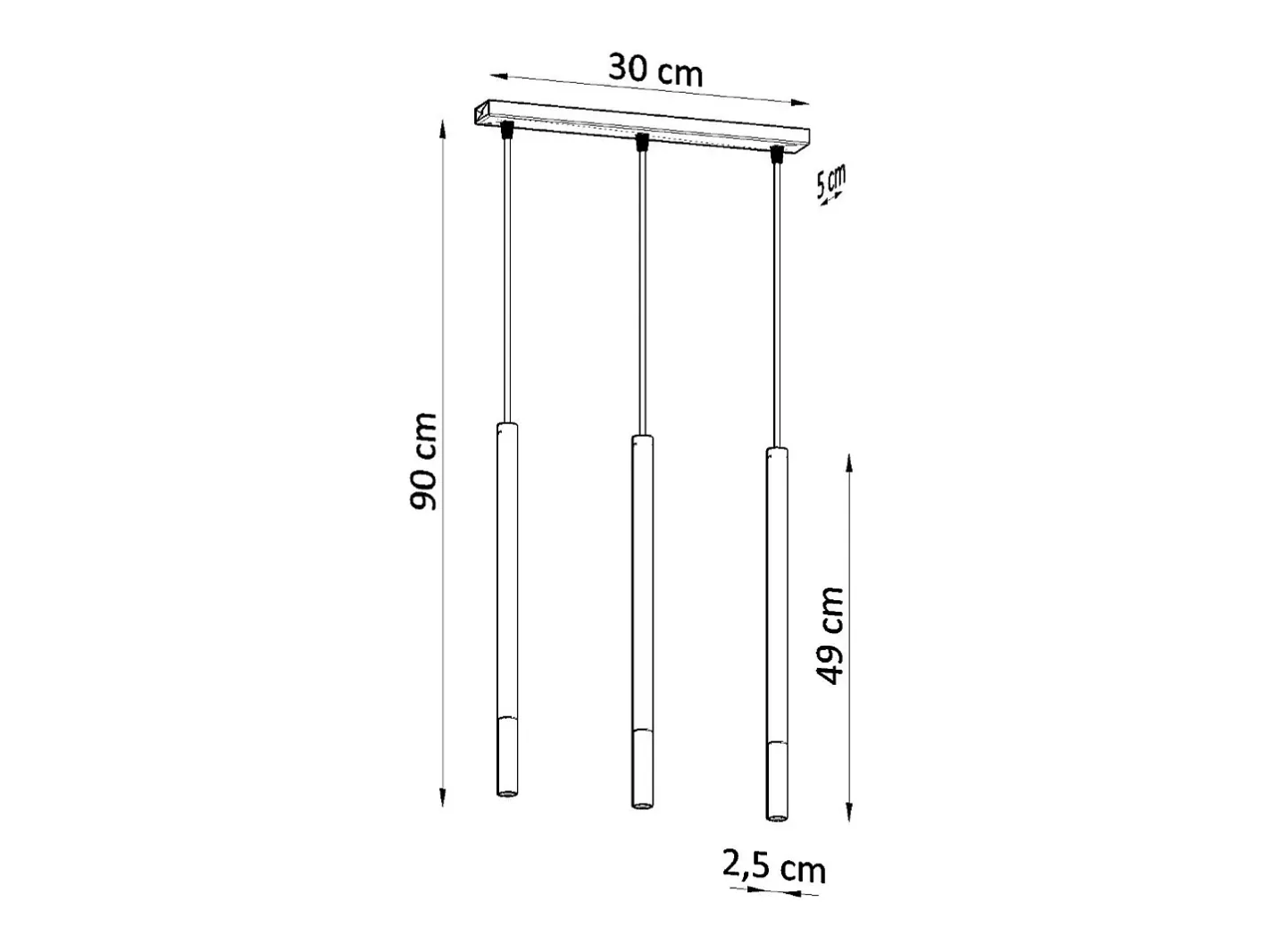 Sollux Lighting Lámpara Suspendida-Lámparas colgantes Flar moderno de acero - 3 fuentes luminosas 3000K - L.30 x A.90 cm - /cromo Negro