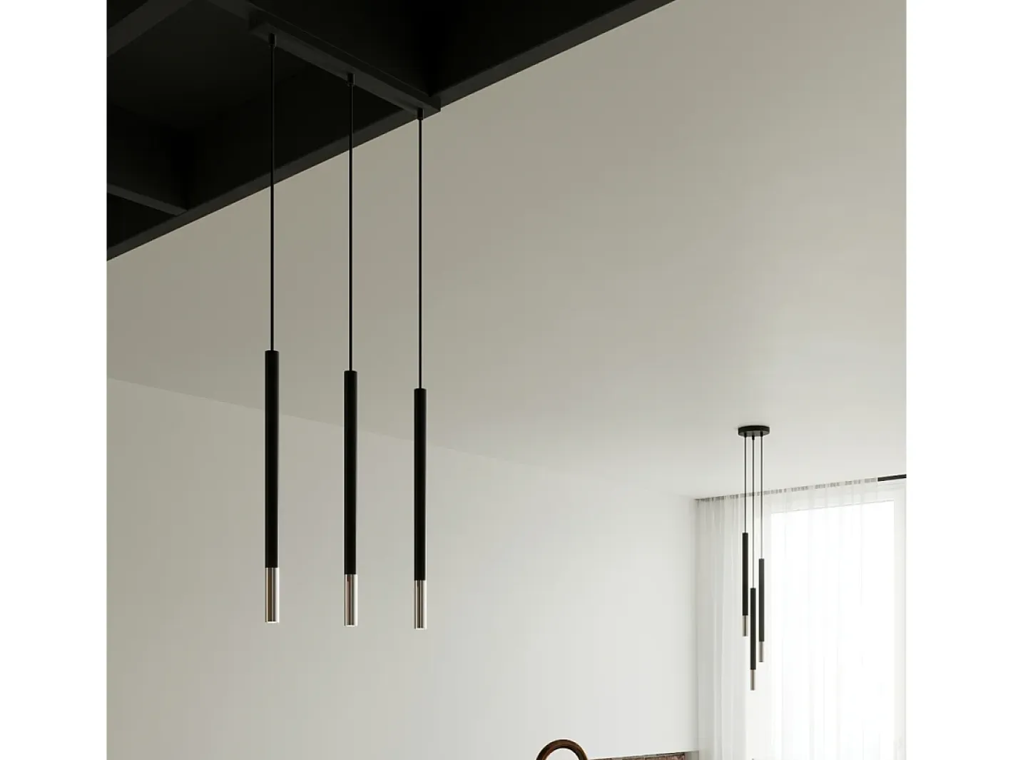 Sollux Lighting Lámpara Suspendida-Lámparas colgantes Flar moderno de acero - 3 fuentes luminosas 3000K - L.30 x A.90 cm - /cromo Negro