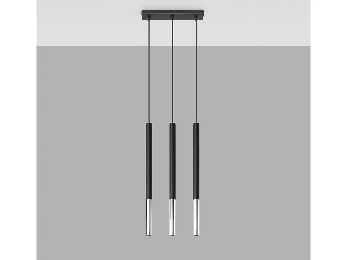 Sollux Lighting Lámpara Suspendida-Lámparas colgantes Flar moderno de acero - 3 fuentes luminosas 3000K - L.30 x A.90 cm - /cromo Negro