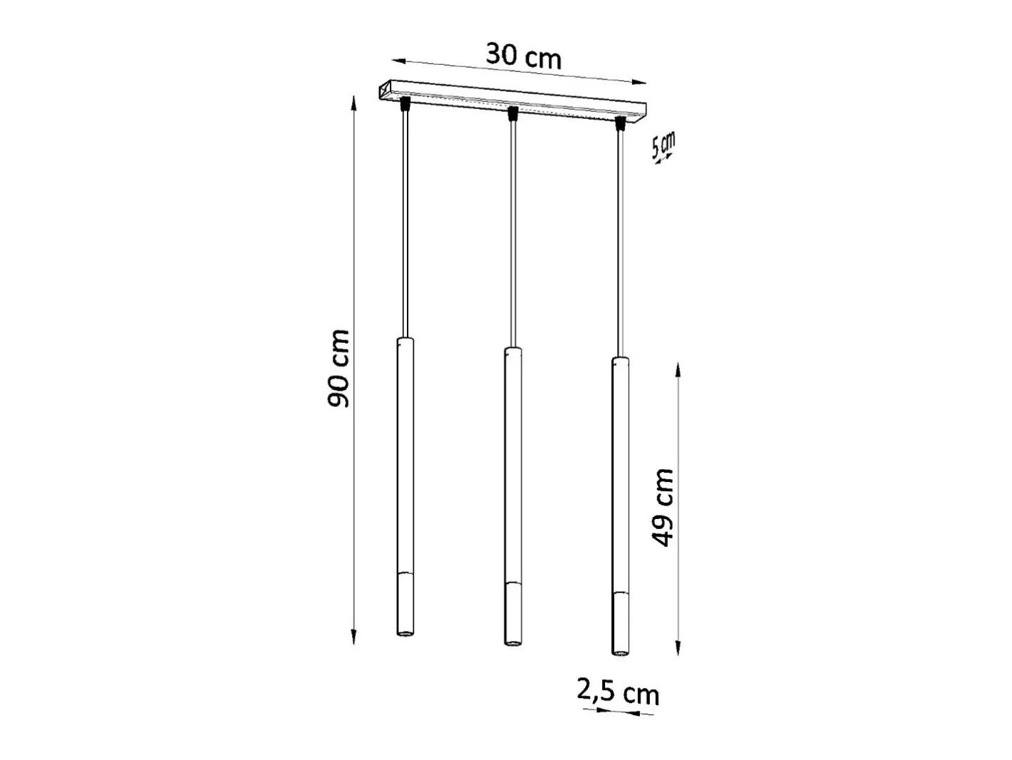 Sollux Lighting Lámpara Suspendida-Lámparas colgantes Flar moderno de acero - 3 fuentes luminosas 4000K - L.30 x A.90 cm - /cobre Negro