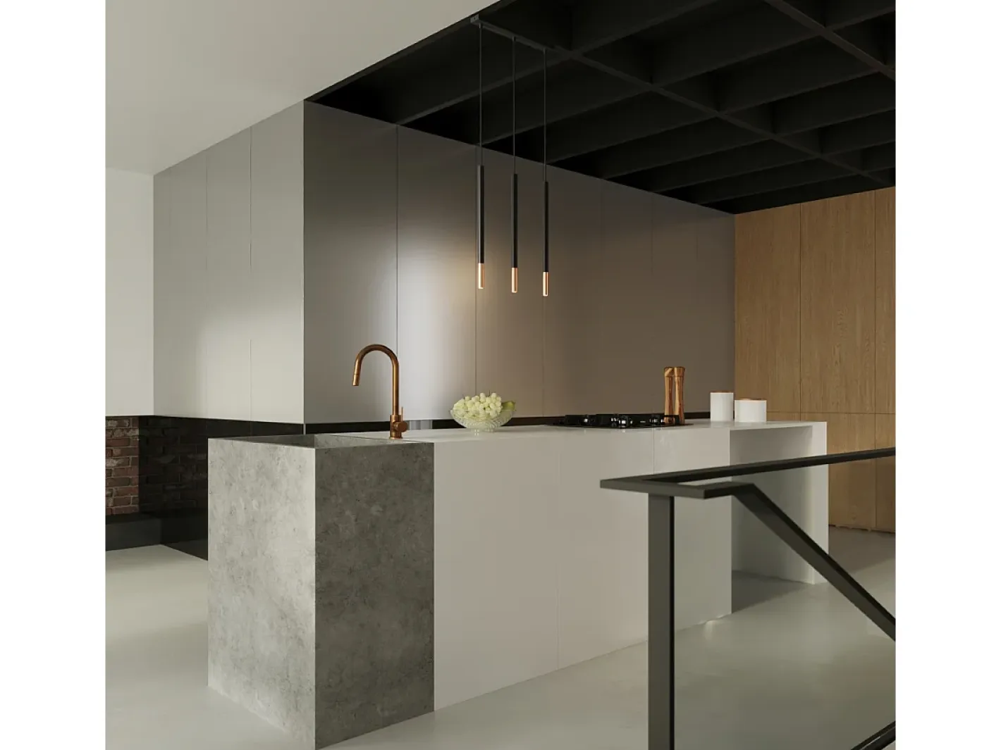 Sollux Lighting Lámpara Suspendida-Lámparas colgantes Flar moderno de acero - 3 fuentes luminosas 4000K - L.30 x A.90 cm - /cobre Negro