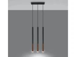 Sollux Lighting Lámpara Suspendida-Lámparas colgantes Flar moderno de acero - 3 fuentes luminosas 4000K - L.30 x A.90 cm - /cobre Negro