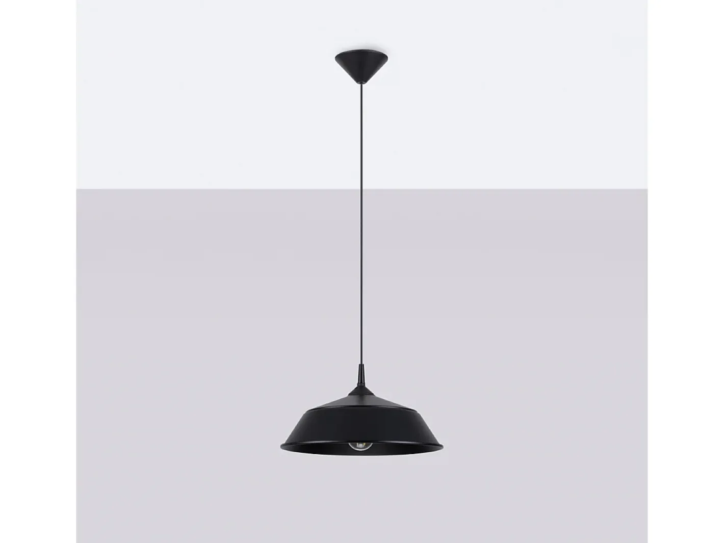 Outlet Sollux Lighting Lámparas Colgantes Frika Escandinavo De Acero - 1 Fuentes Luminosas - L.34 X A.74 Cm - Negro