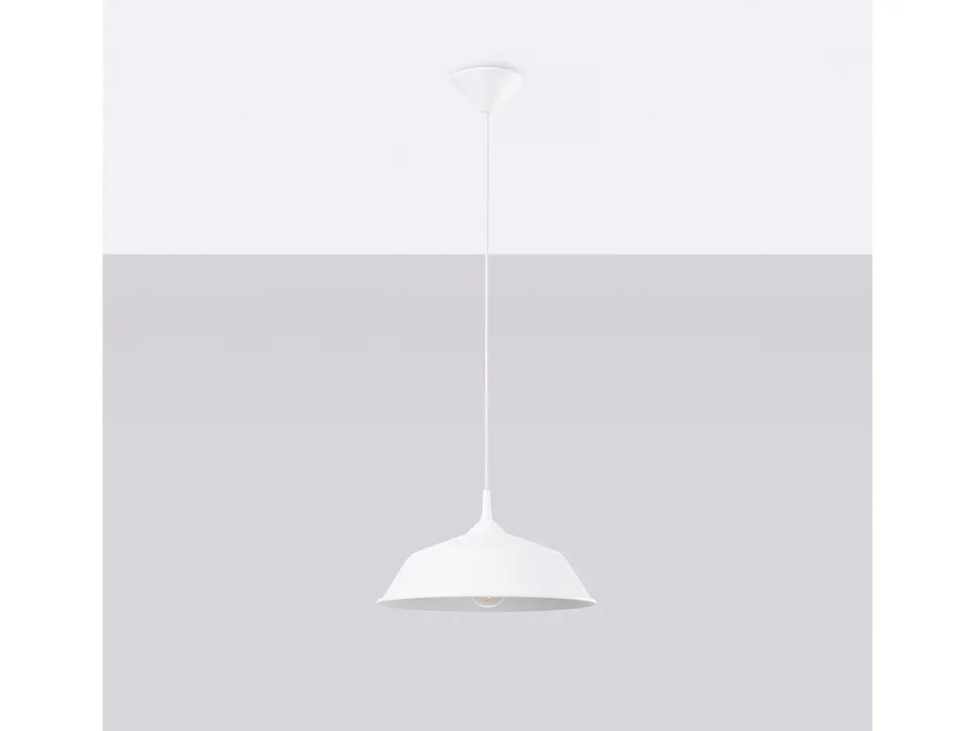 Outlet Sollux Lighting Lámparas Colgantes Frika Escandinavo De Acero - 1 Fuentes Luminosas - L.34 X A.74 Cm - Blanco