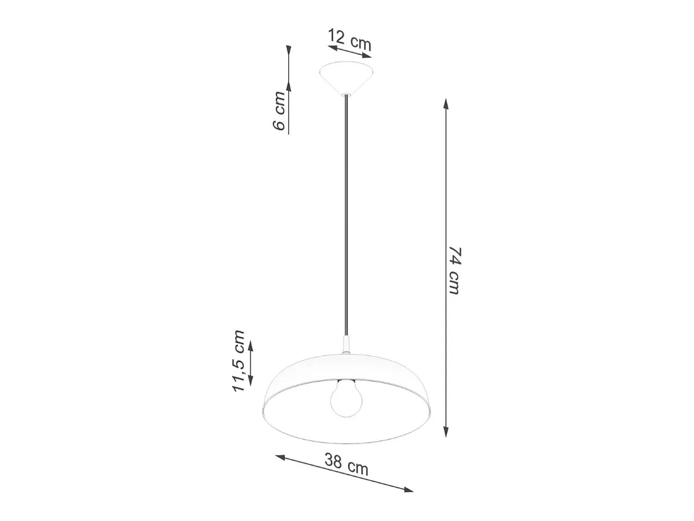 Sollux Lighting Lámpara Suspendida-Lámparas Colgantes Gina Escandinavo De Acero - 1 Fuentes Luminosas - L.38 X A.74 Cm - Blanco