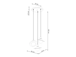 Sollux Lighting Lámpara Suspendida-Lámparas colgantes Gloxo moderno de acero - 3 fuentes luminosas 4000K - L.32 x A.120 cm - Negro