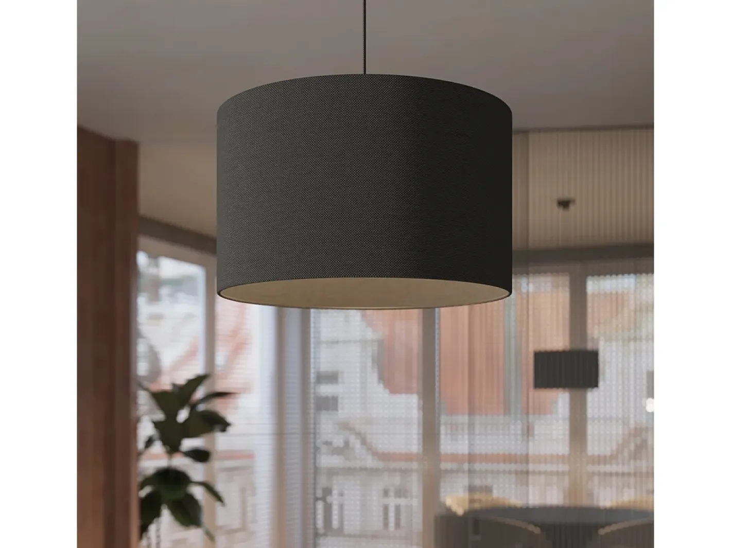 Sollux Lighting Lámpara Suspendida-Lámparas colgantes Gloxo minimalista de tela/PVC - 1 fuentes luminosas 4000K - L.30 x A.88 cm - Negro