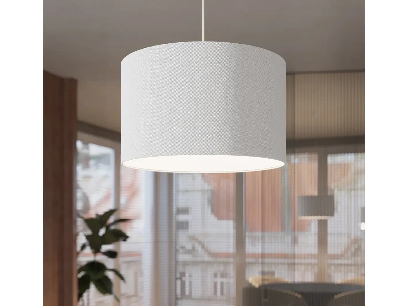Sollux Lighting Lámparas colgantes Gloxo minimalista de tela/PVC - 1 fuentes luminosas 4000K - L.40 x A.88 cm - Blanco Outlet