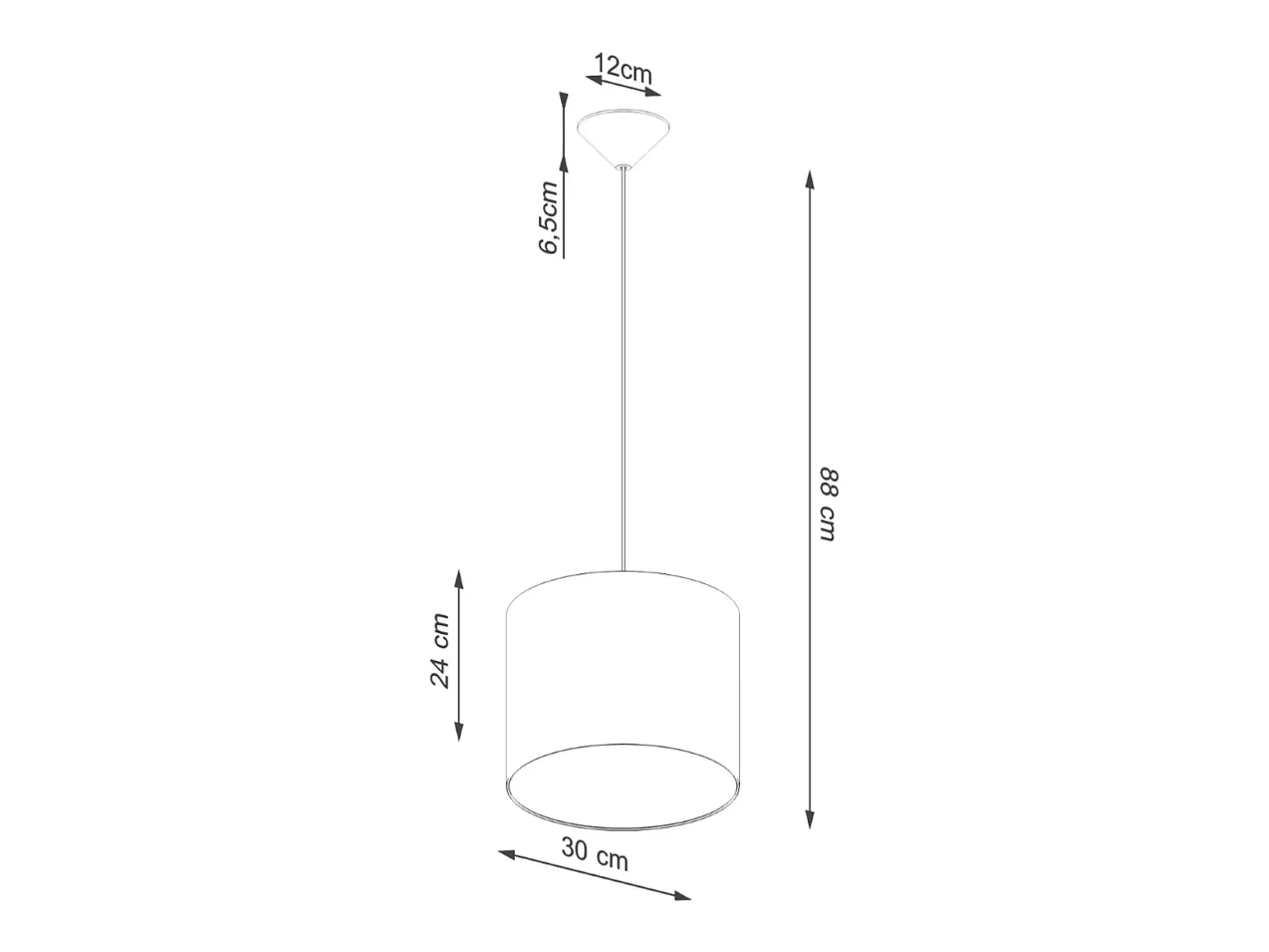 Sollux Lighting Lámparas colgantes Gloxo minimalista de tela/PVC - 1 fuentes luminosas 3000K - L.30 x A.88 cm - Blanco