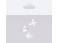 Sollux Lighting Lámpara Suspendida-Lámparas colgantes Gloxo moderno de acero - 3 fuentes luminosas 3000K - L.32 x A.120 cm - Blanco