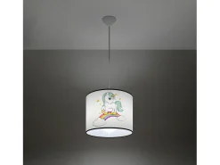 Sollux Lighting Lámpara Suspendida-Lámparas Colgantes Jednorożec Moderno De Cloruro De Polivinilo - 1 Fuentes Luminosas - L.30 X A.95 Cm - Multicolor Blanco / Multicolor