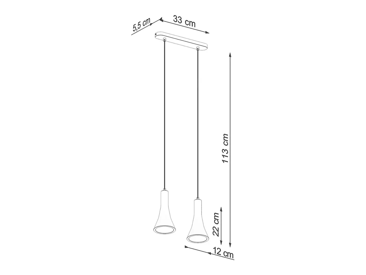 Sale Sollux Lighting Lámparas colgantes Lum moderno de concreto - 2 fuentes luminosas 3000K - L.34 x A.113 cm - Gris