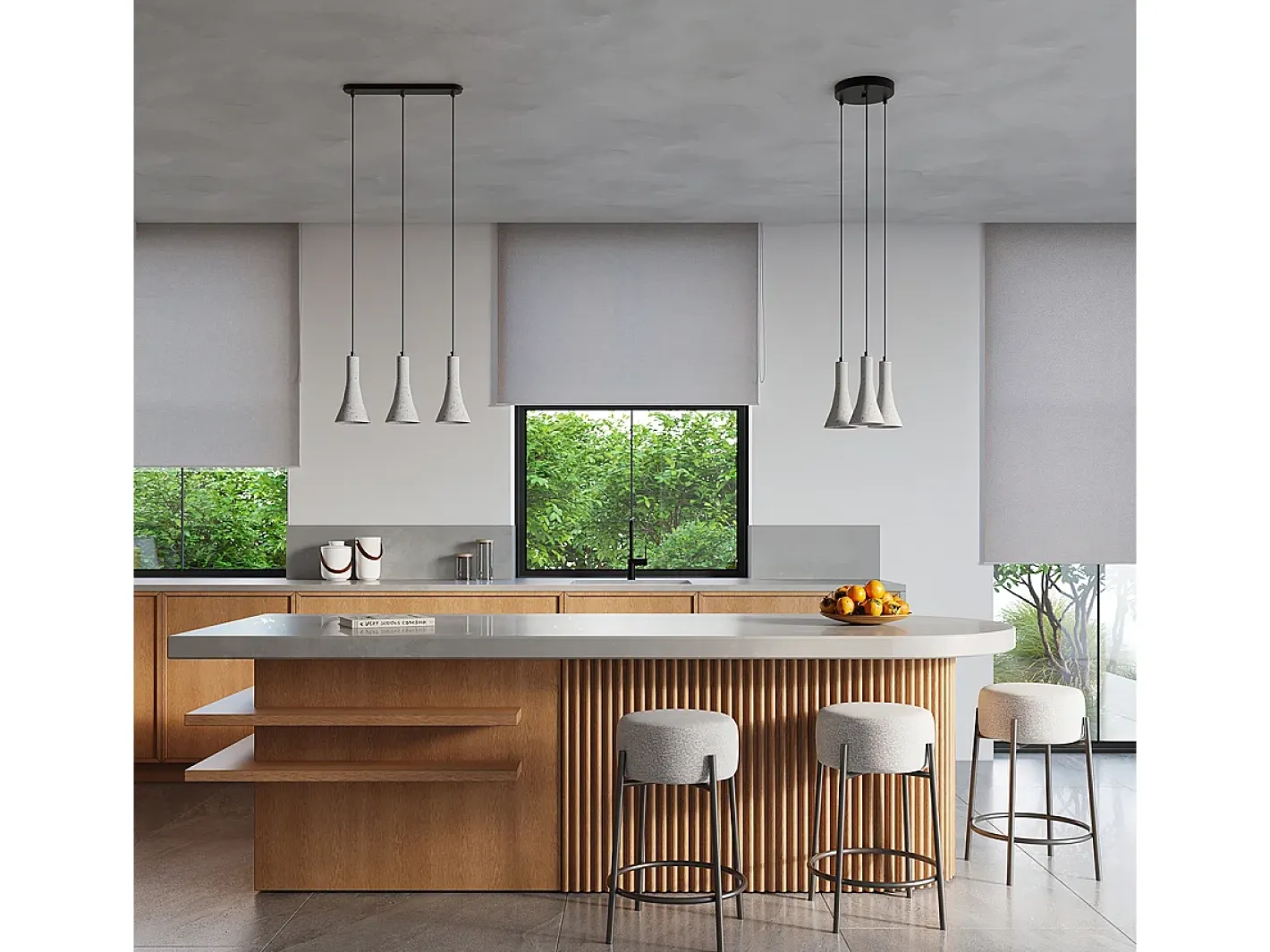 Sollux Lighting Lámparas colgantes Lum moderno de concreto - 1 fuentes luminosas 4000K - L.12 x A.125 cm - Gris