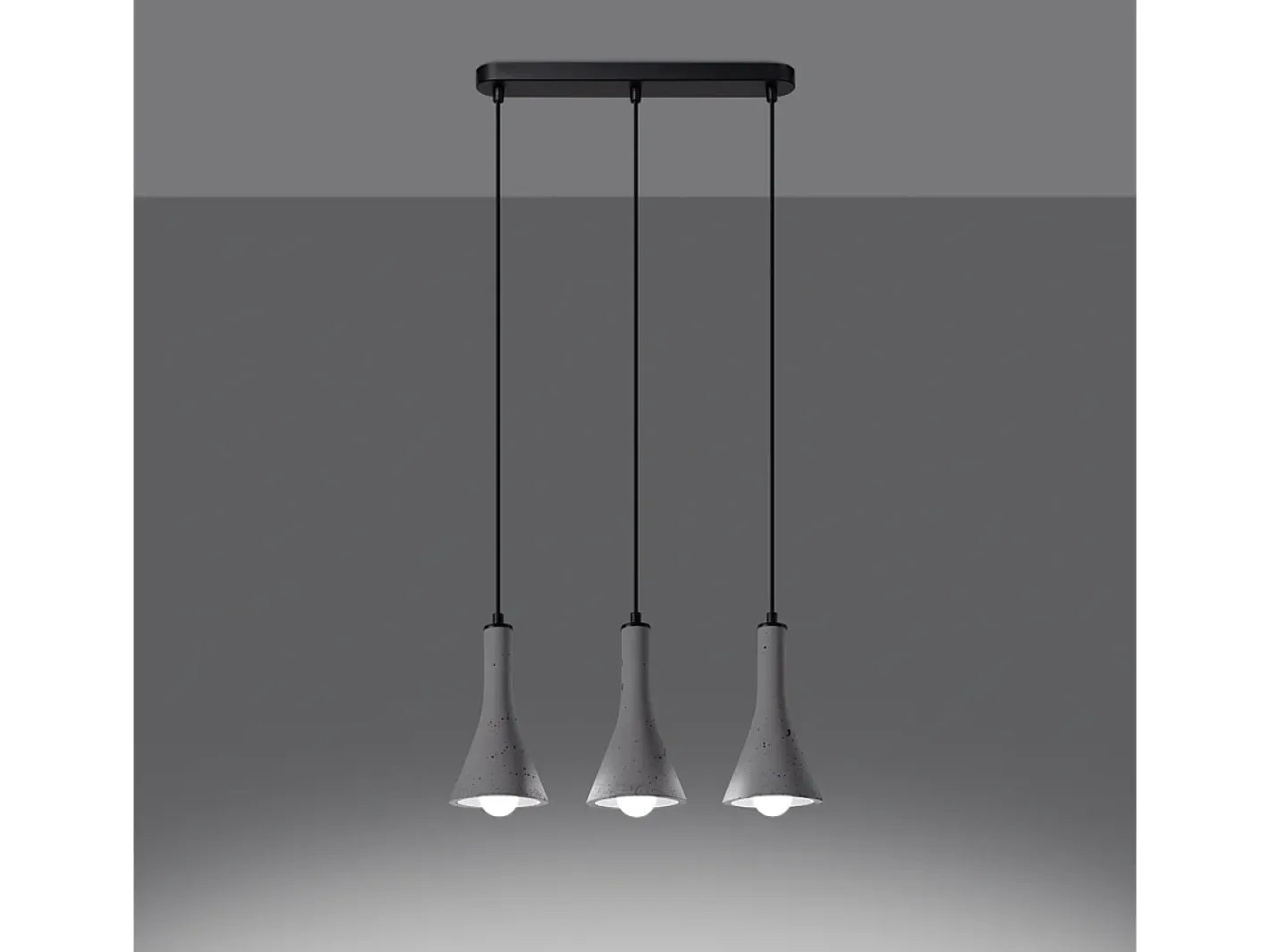 Sollux Lighting Lámparas colgantes Lum moderno de concreto - 3 fuentes luminosas 4000K - L.46 x A.110 cm - Gris