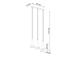 Sollux Lighting Lámparas colgantes Lum moderno de concreto - 3 fuentes luminosas 4000K - L.46 x A.110 cm - Gris