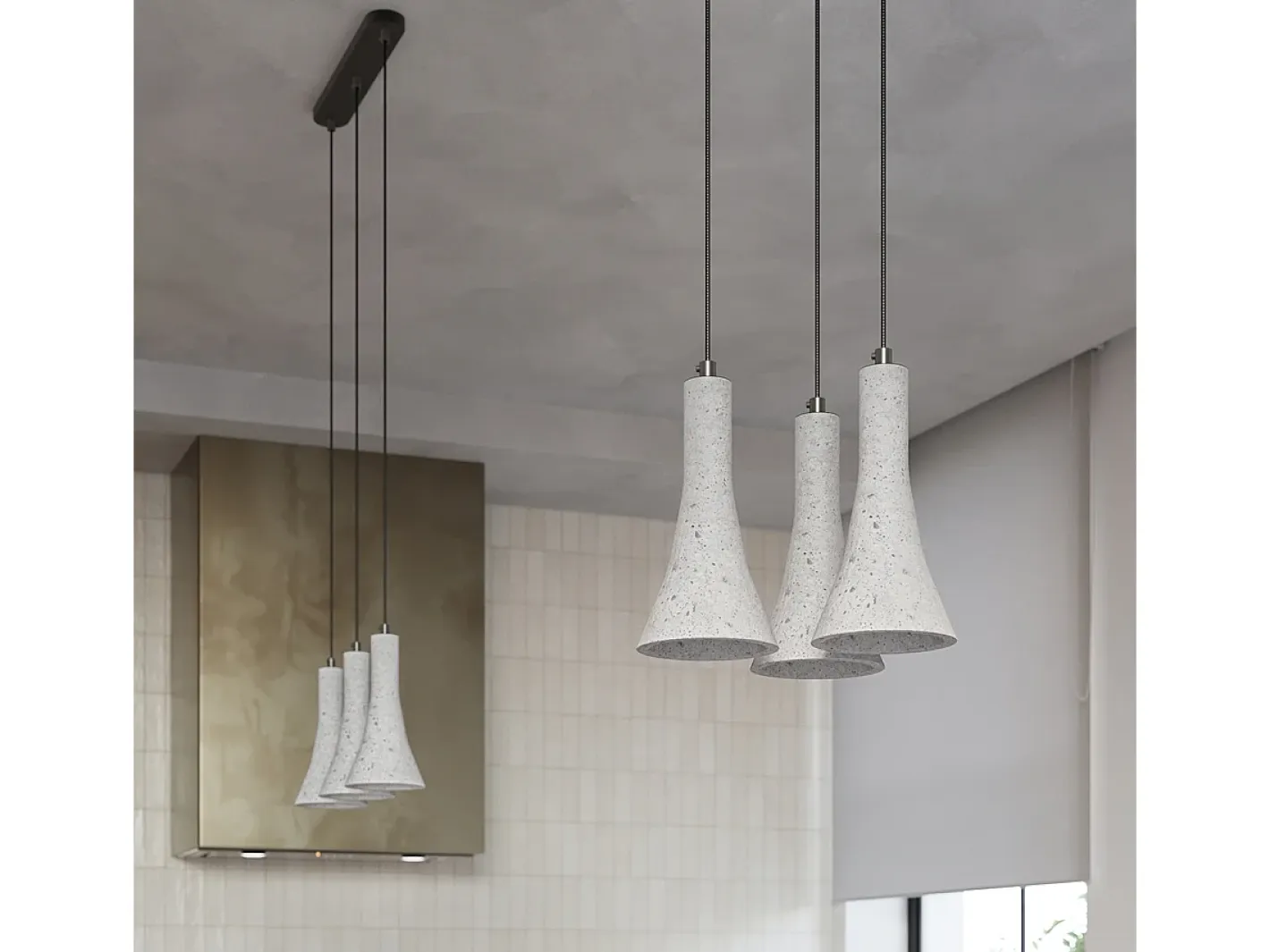 Sollux Lighting Lámparas colgantes Lum moderno de concreto - 3 fuentes luminosas 4000K - L.46 x A.110 cm - Gris