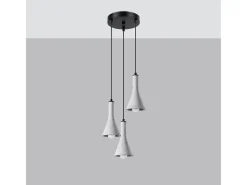 Sollux Lighting Lámpara Suspendida-Lámparas colgantes Lum moderno de concreto - 3 fuentes luminosas 3000K - L.27 x A.115 cm - Gris