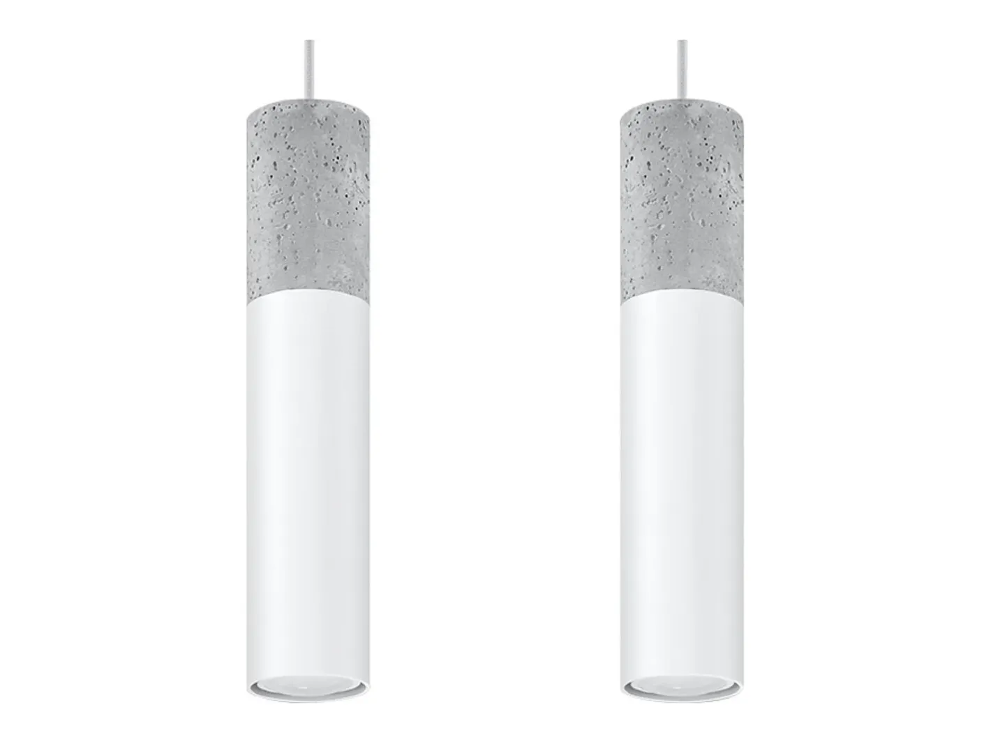 Hot Sollux Lighting Lámparas colgantes Lume moderno de acero/hormigón - 2 fuentes luminosas 3000K - L.30 x A.90 cm - /gris Blanco