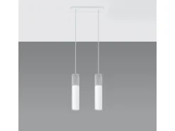 Hot Sollux Lighting Lámparas colgantes Lume moderno de acero/hormigón - 2 fuentes luminosas 3000K - L.30 x A.90 cm - /gris Blanco