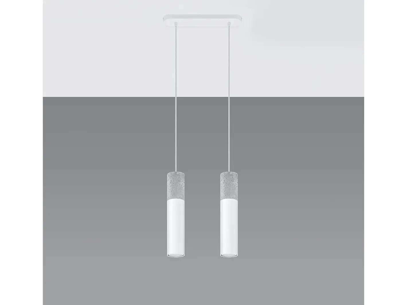 Hot Sollux Lighting Lámparas colgantes Lume moderno de acero/hormigón - 2 fuentes luminosas 3000K - L.30 x A.90 cm - /gris Blanco