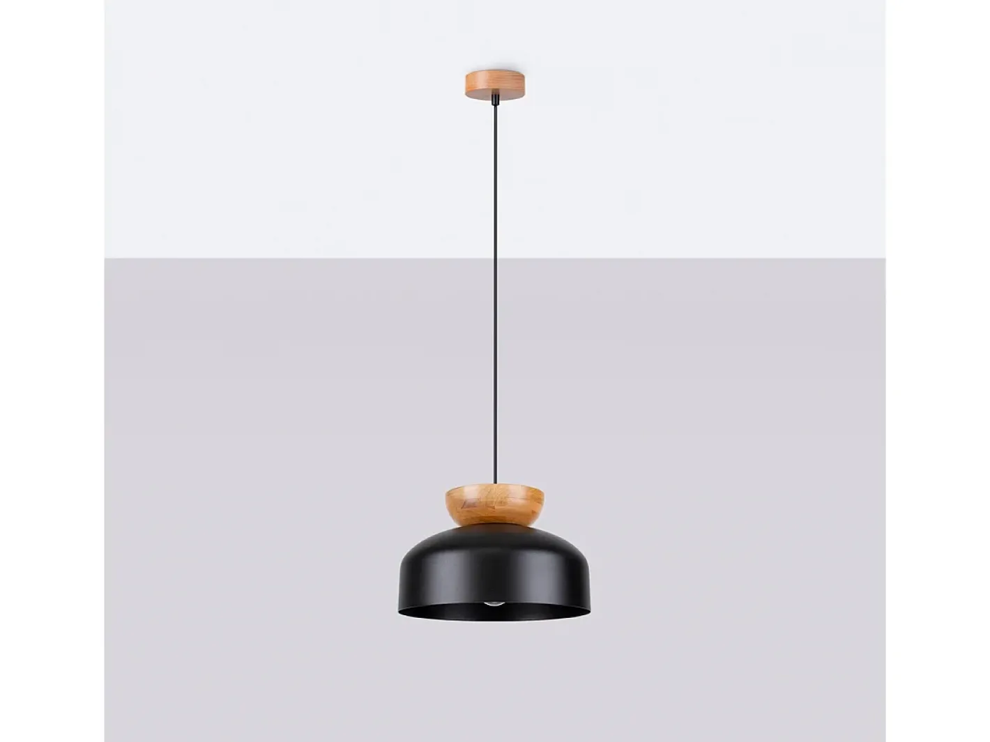 Sollux Lighting Lámparas Colgantes Marion Escandinavo De Madera/Acero - 1 Fuentes Luminosas - L.29,5 X A.130 Cm - /Madera Natural Negro Hot