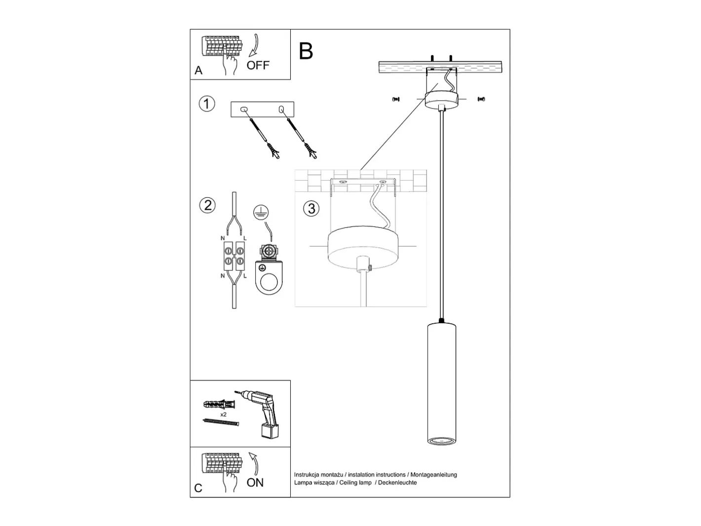 Online Sollux Lighting Lámparas colgantes Neoic moderno de cerámica - 1 fuentes luminosas 3000K - L.8 x A.132 cm - Blanco