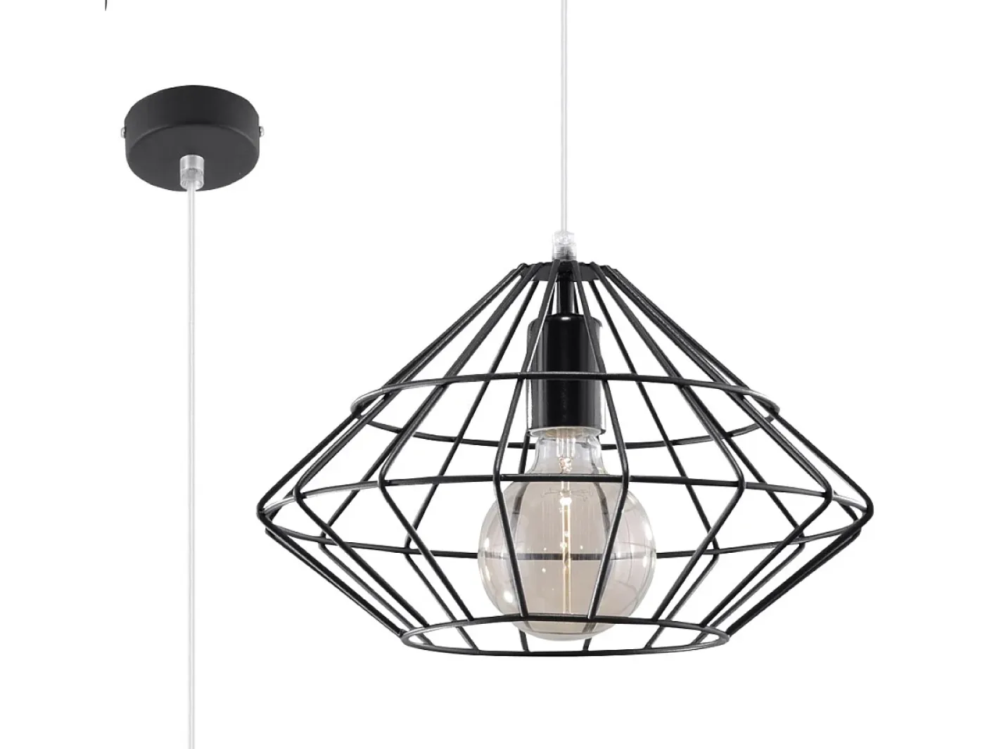 Sollux Lighting Lámpara Suspendida-Lámparas colgantes Neoteru industrial de acero - 1 fuentes luminosas 3000K - L.32 x A.120 cm - Negro