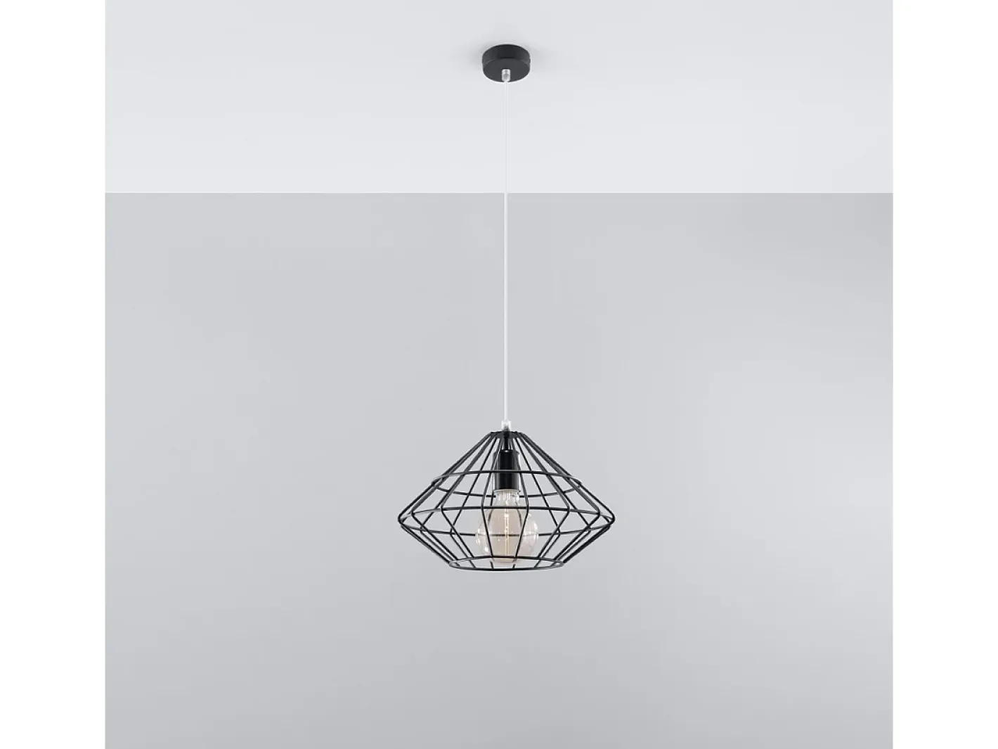 Sollux Lighting Lámpara Suspendida-Lámparas colgantes Neoteru industrial de acero - 1 fuentes luminosas 3000K - L.32 x A.120 cm - Negro