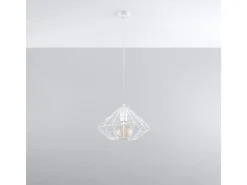 Sollux Lighting Lámpara Suspendida-Lámparas colgantes Neoteru industrial de acero - 1 fuentes luminosas 3000K - L.32 x A.120 cm - Blanco