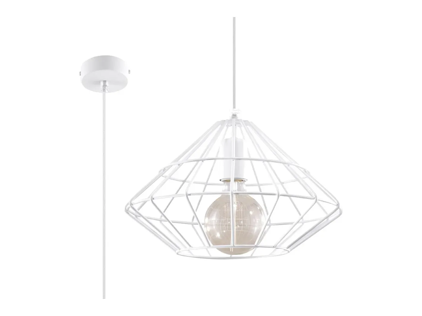 Sollux Lighting Lámpara Suspendida-Lámparas colgantes Neoteru industrial de acero - 1 fuentes luminosas 3000K - L.32 x A.120 cm - Blanco