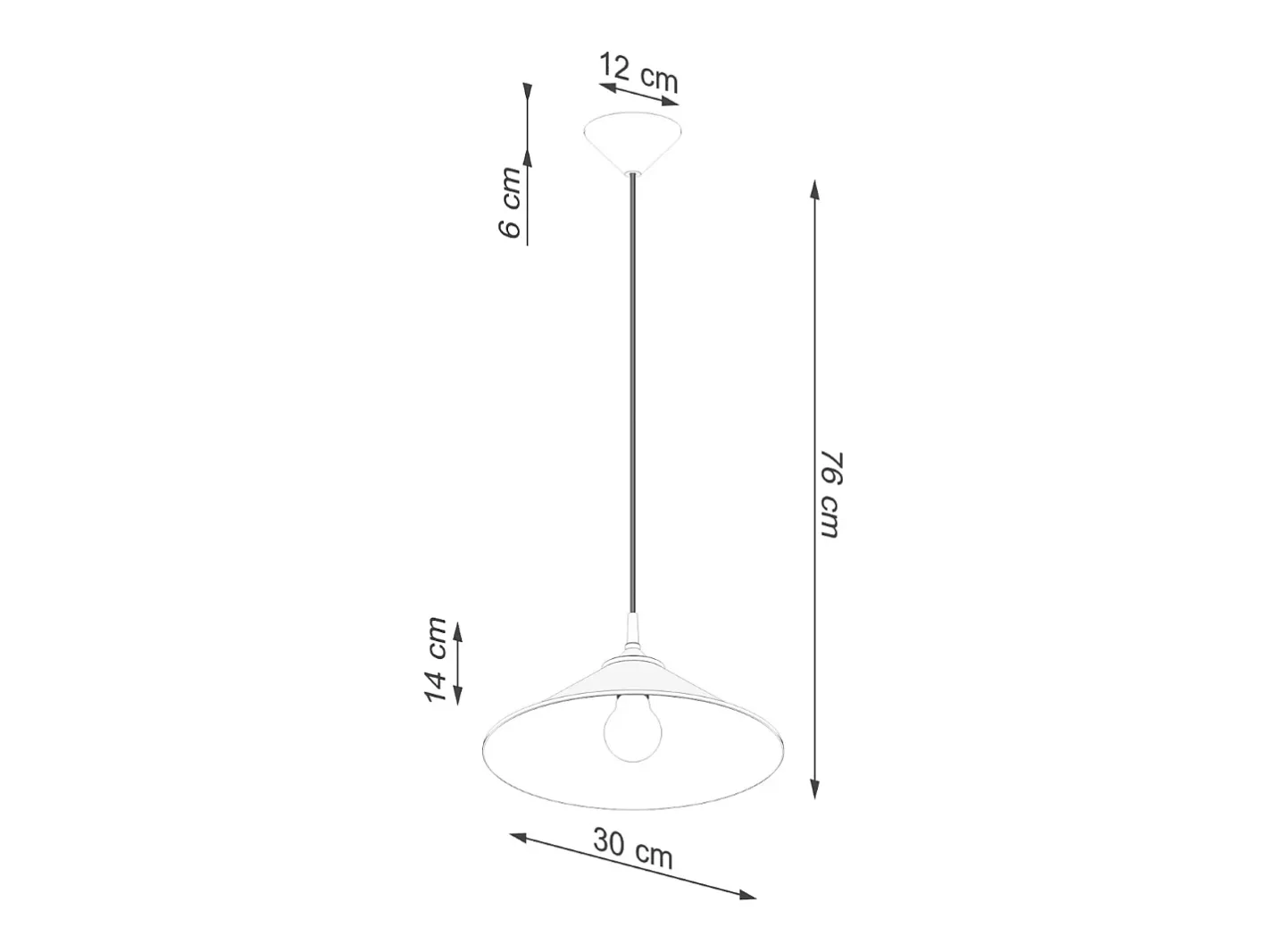 Sollux Lighting Lámparas colgantes Paloa escandinavo de acero - 1 fuentes luminosas 3000K - L.30 x A.76 cm - Blanco Best