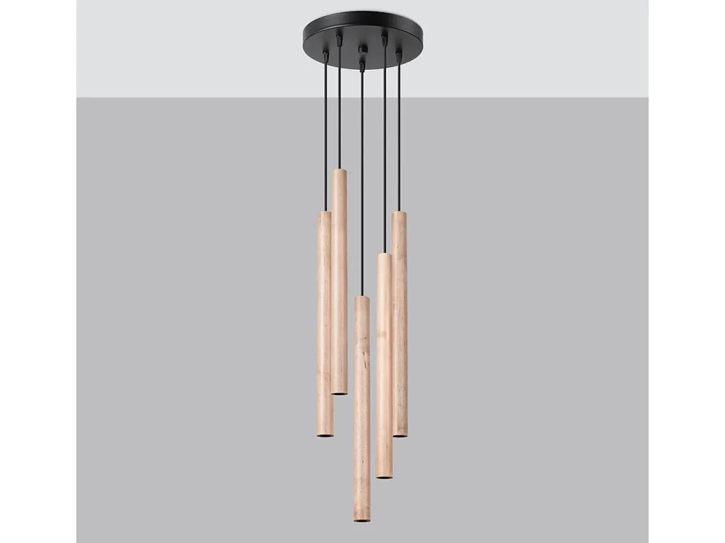 Sollux Lighting Lámparas Colgantes Pastelo Moderno De Acero/Madera - 5 Fuentes Luminosas - L.25 X A.110 Cm - Madera Color natural claro