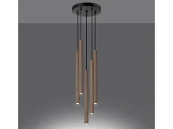 Sollux Lighting Lámparas Colgantes Pastelo Moderno De Acero/Madera - 5 Fuentes Luminosas - L.25 X A.110 Cm - Madera Color natural claro