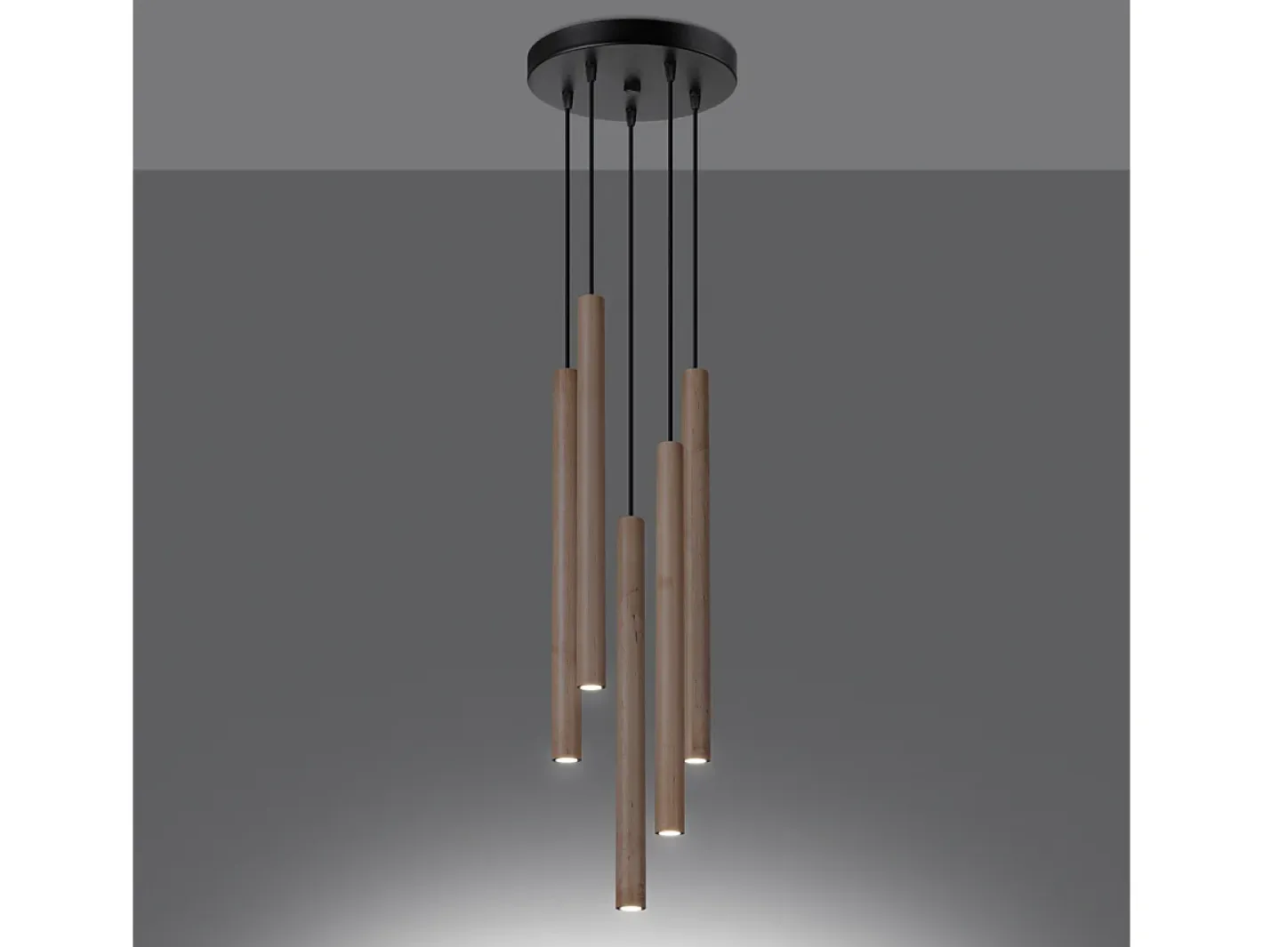 Sollux Lighting Lámparas Colgantes Pastelo Moderno De Acero/Madera - 5 Fuentes Luminosas - L.25 X A.110 Cm - Madera Color natural claro