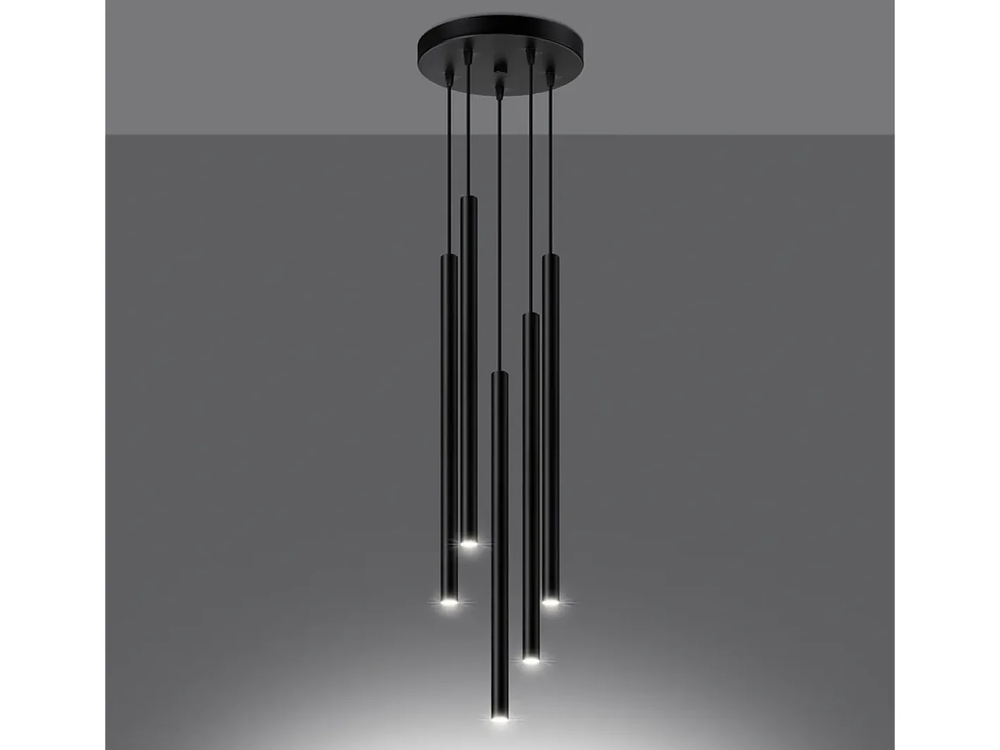 Sollux Lighting Lámpara Suspendida-Lámparas Colgantes Pastelo Moderno De Acero - 5 Fuentes Luminosas - L.25 X A.110 Cm - Negro