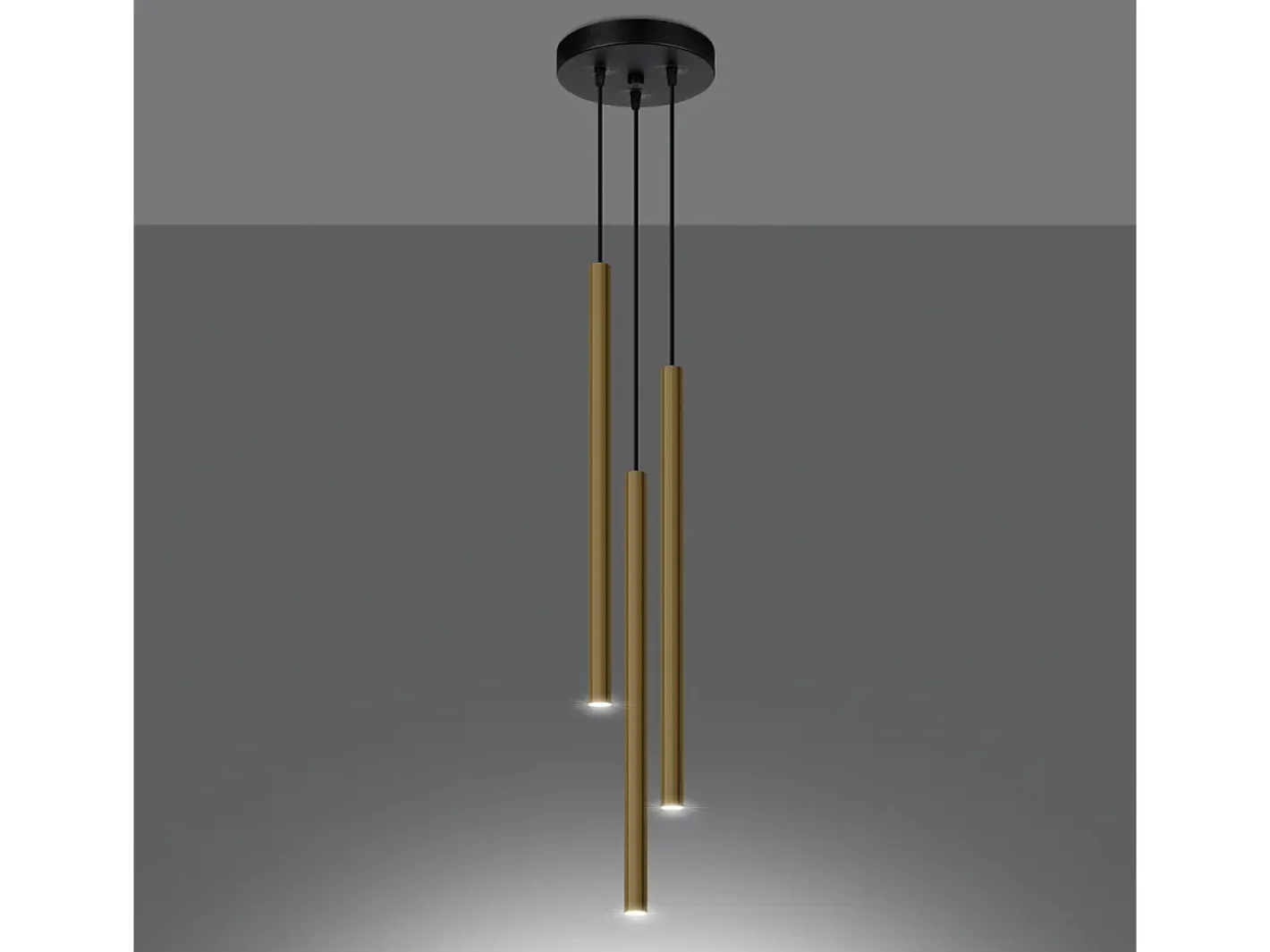 Clearance Sollux Lighting Lámparas Colgantes Pastelo Moderno De Acero - 3 Fuentes Luminosas - L.20 X A.90 Cm - Brillo Dorado