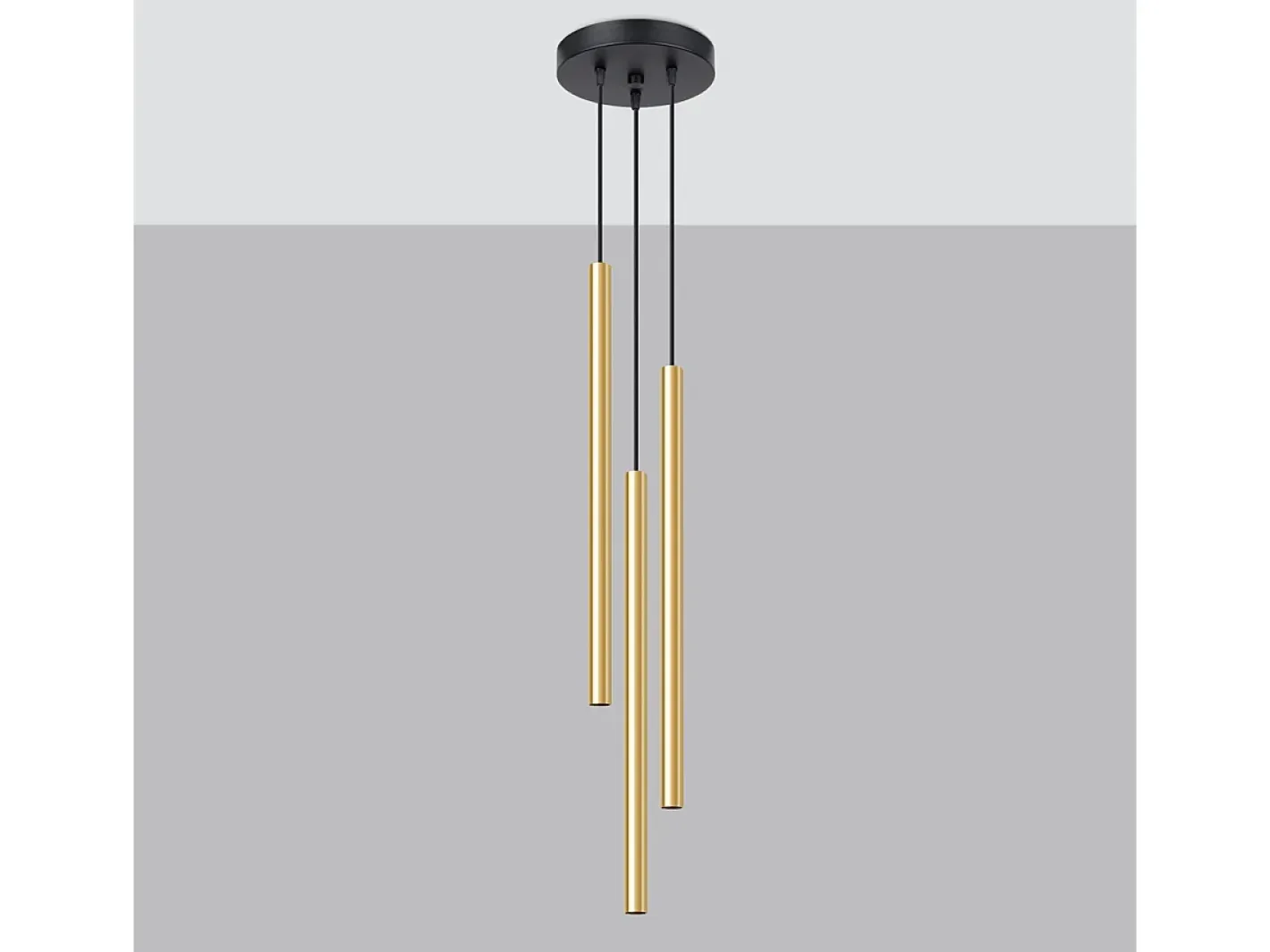 Clearance Sollux Lighting Lámparas Colgantes Pastelo Moderno De Acero - 3 Fuentes Luminosas - L.20 X A.90 Cm - Brillo Dorado