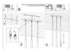 Best Sollux Lighting Lámparas Colgantes Pastelo Moderno De Acero - 3 Fuentes Luminosas - L.30 X A.90 Cm - Brillo Dorado