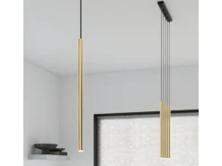 Best Sollux Lighting Lámparas Colgantes Pastelo Moderno De Acero - 3 Fuentes Luminosas - L.30 X A.90 Cm - Brillo Dorado