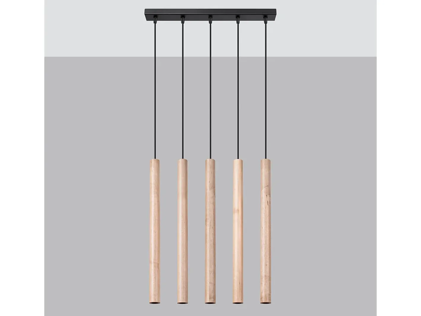 Sollux Lighting Lámpara Suspendida-Lámparas Colgantes Pastelo Moderno De Acero/Madera - 5 Fuentes Luminosas - L.45 X A.100 Cm - Madera Color natural claro