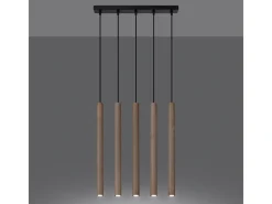 Sollux Lighting Lámpara Suspendida-Lámparas Colgantes Pastelo Moderno De Acero/Madera - 5 Fuentes Luminosas - L.45 X A.100 Cm - Madera Color natural claro