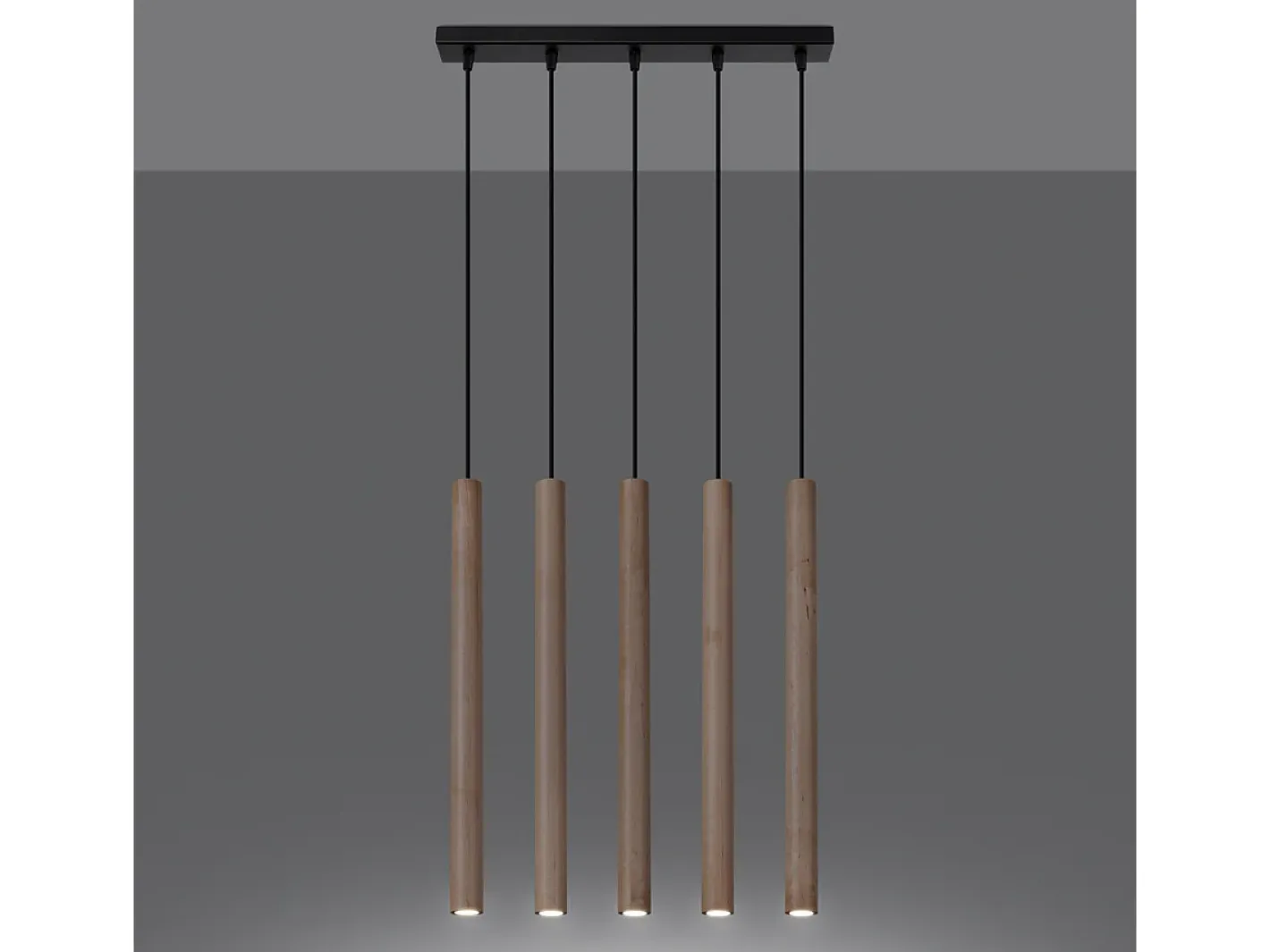 Sollux Lighting Lámpara Suspendida-Lámparas Colgantes Pastelo Moderno De Acero/Madera - 5 Fuentes Luminosas - L.45 X A.100 Cm - Madera Color natural claro
