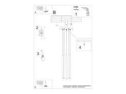 Sollux Lighting Lámpara Suspendida-Lámparas Colgantes Pastelo Moderno De Acero - 5 Fuentes Luminosas - L.25 X A.110 Cm - Dorado