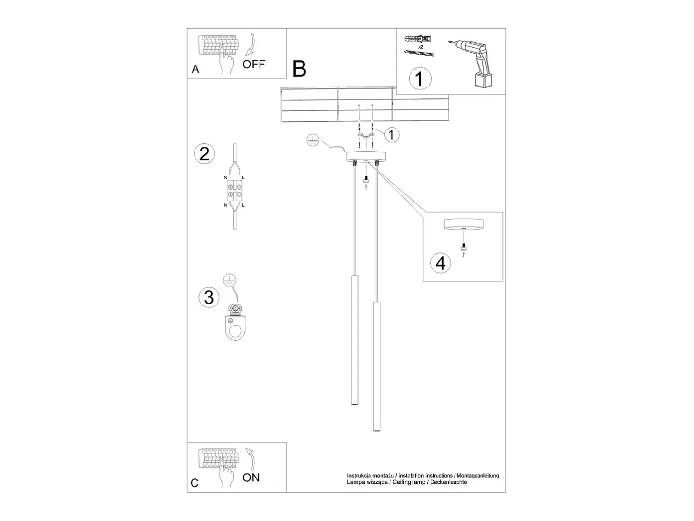 Best Sollux Lighting Lámparas Colgantes Pastelo Moderno De Acero - 2 Fuentes Luminosas - L.15 X A.118 Cm - Blanco