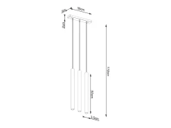 Sollux Lighting Lámparas Colgantes Pastelo Moderno De Acero/Madera - 3 Fuentes Luminosas - L.30 X A.110 Cm - Madera Color natural claro Discount