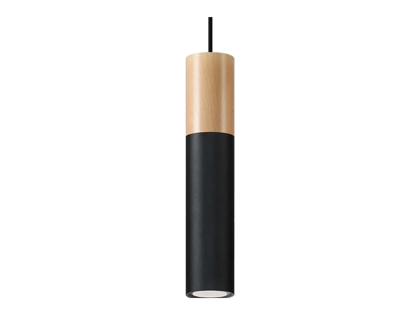 Sollux Lighting Lámparas colgantes Poblano moderno de acero/madera - 1 fuentes luminosas 3000K - L.8 x A.105 cm - madera natural/negro Color natural claro