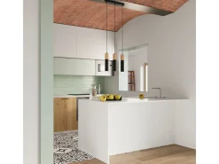 Sollux Lighting Lámpara Suspendida-Lámparas colgantes Poblano moderno de acero/madera - 1 fuentes luminosas 4000K - L.8 x A.105 cm - madera natural/negro Color natural claro