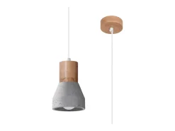 Sollux Lighting Lámpara Suspendida-Lámparas colgantes Polaric moderno de hormigón - 1 fuentes luminosas 4000K - L.10 x A.120 cm - /madera natural Gris