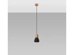 Sollux Lighting Lámparas colgantes Polaric moderno de betoNo aplicablerewno - 1 fuentes luminosas 3000K - L.10 x A.120 cm - /madera natural Negro Sale