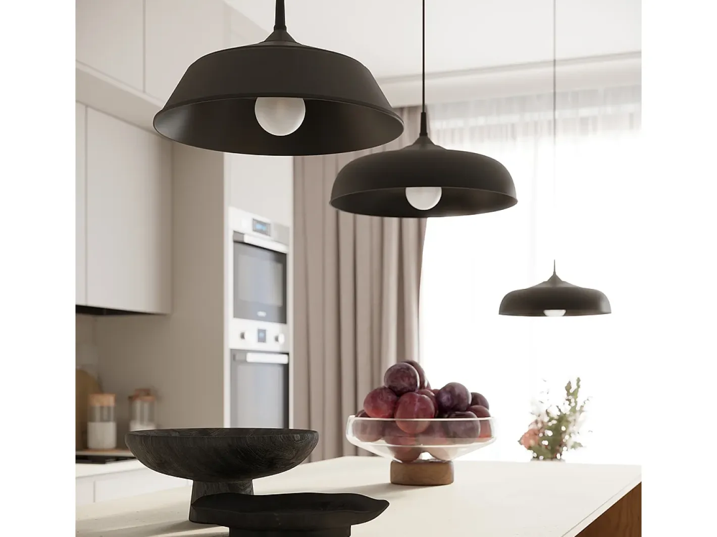 Sollux Lighting Lámparas colgantes Quarix escandinavo de acero - 1 fuentes luminosas 4000K - L.34 x A.74 cm - Negro Outlet